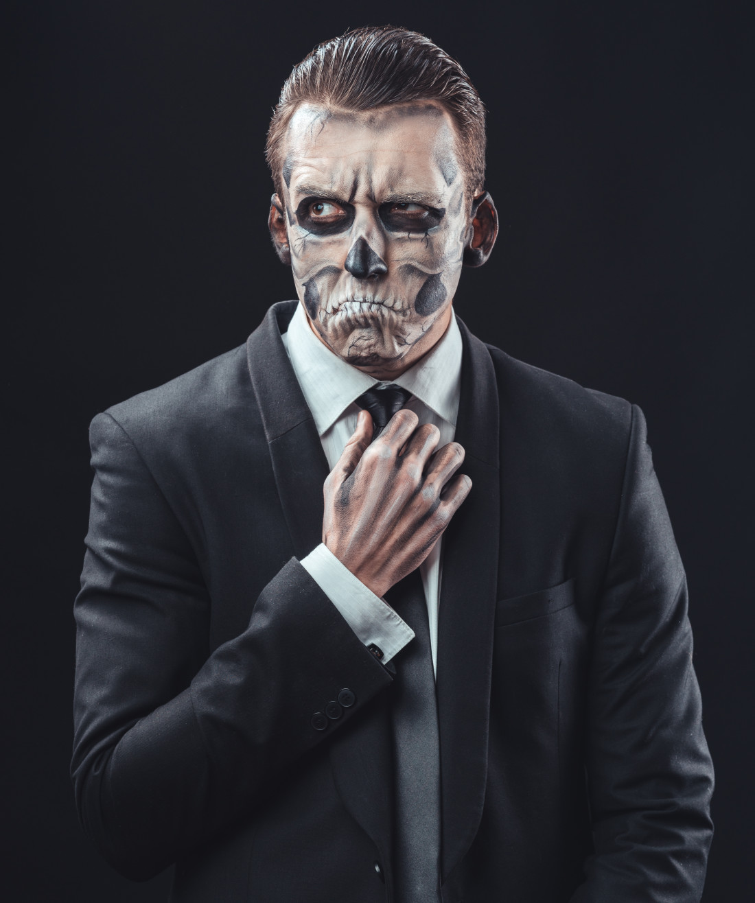 Business man with halloween make up